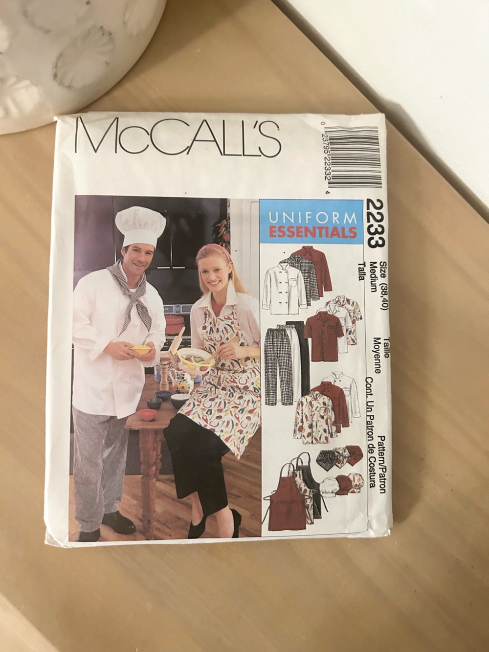 Vintage McCall’s 2233 Misses & Men’s Uniform Sewing Pattern Chef